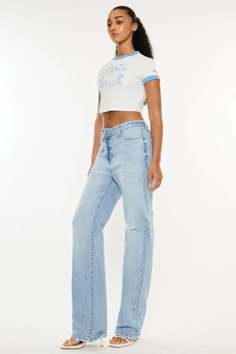Kancan Distressed High Waist Straight Jeans for Women - Love Salve